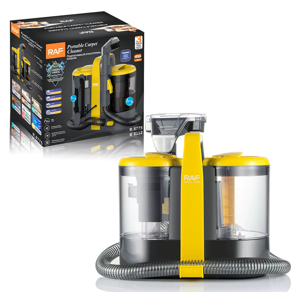 Aspirator Multifuncțional Curățare Profundă RAF, R.8775, Scoatere Pete, Curățare Umedă și Uscată, 15.000 Pa, pentru Covoare, Tapițerii, Saltele și Auto, Tehnologie Ciclonică, Rezervoare Apă Separată, Compact și Portabil