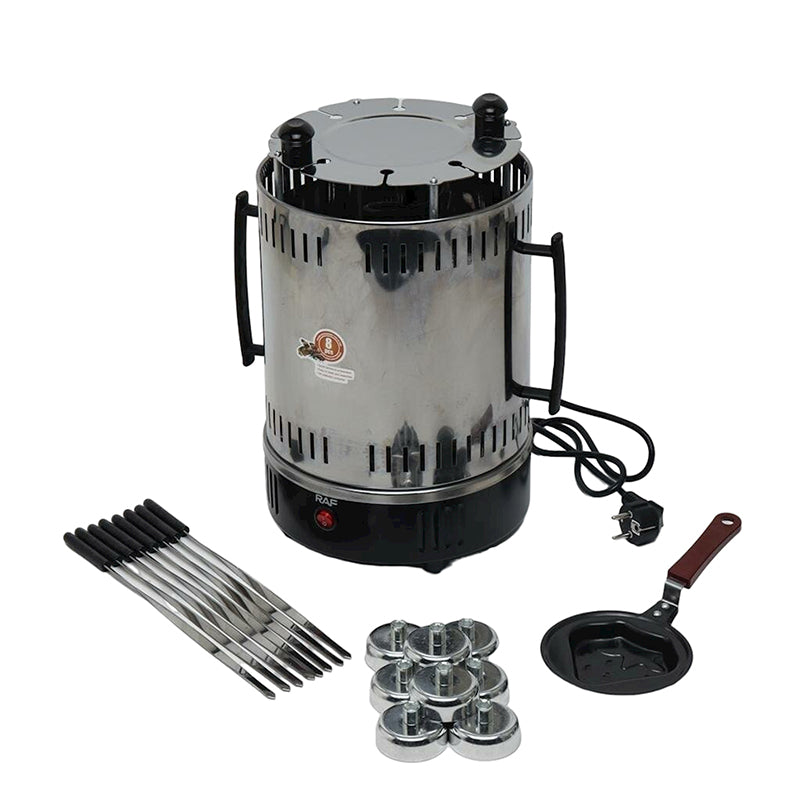 Gratar vertical pentru frigariu RAF, 1200w, 8 accesorii