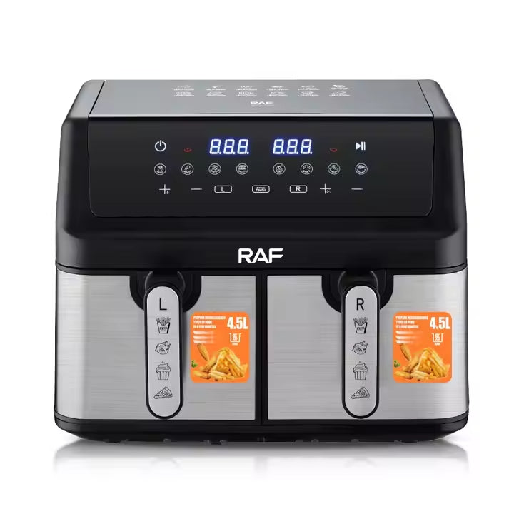 Friteuză RAF Air Fryer Dual, 9L, 2000W, 12 programe, control digital