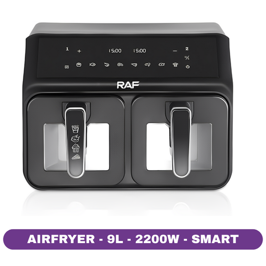 Friteuză RAF Air Fryer Dual, 9L, 2200W, Smart Sensing & Cântărire Inteligentă