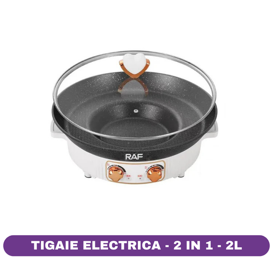 Tigaie electrică 2 în 1, RAF R5416, 1600W, 2L