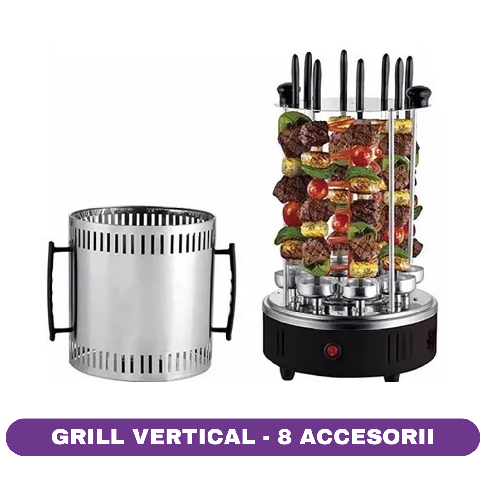 Gratar vertical pentru frigariu RAF, 1200w, 8 accesorii