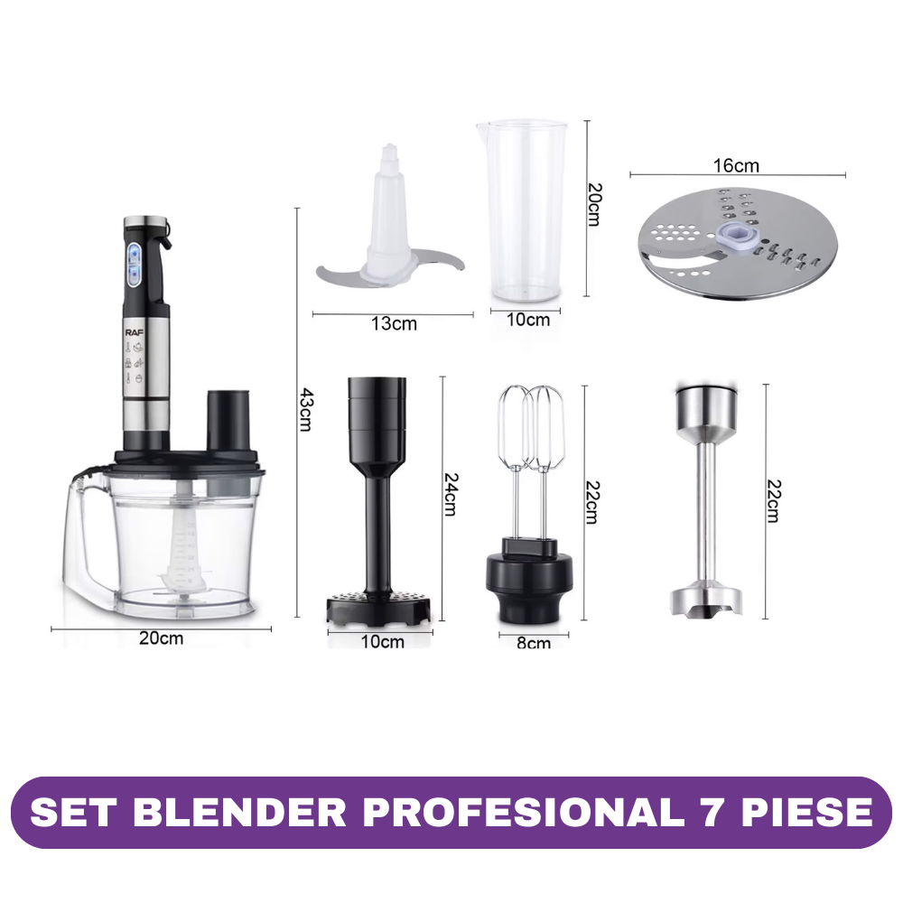 Set Blender Profesional 7 Piese, RAF R.382, 1400W, 25 Viteze