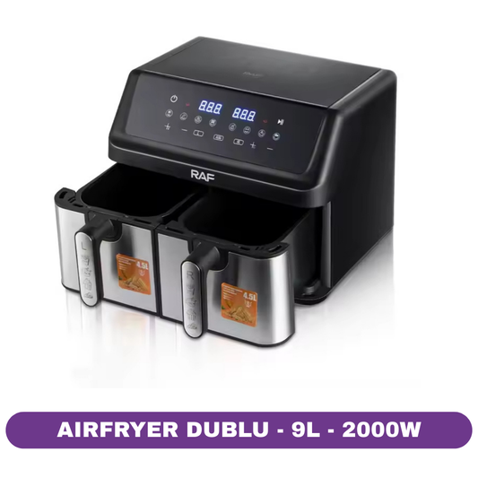 Friteuză RAF Air Fryer Dual, 9L, 2000W, 12 programe, control digital