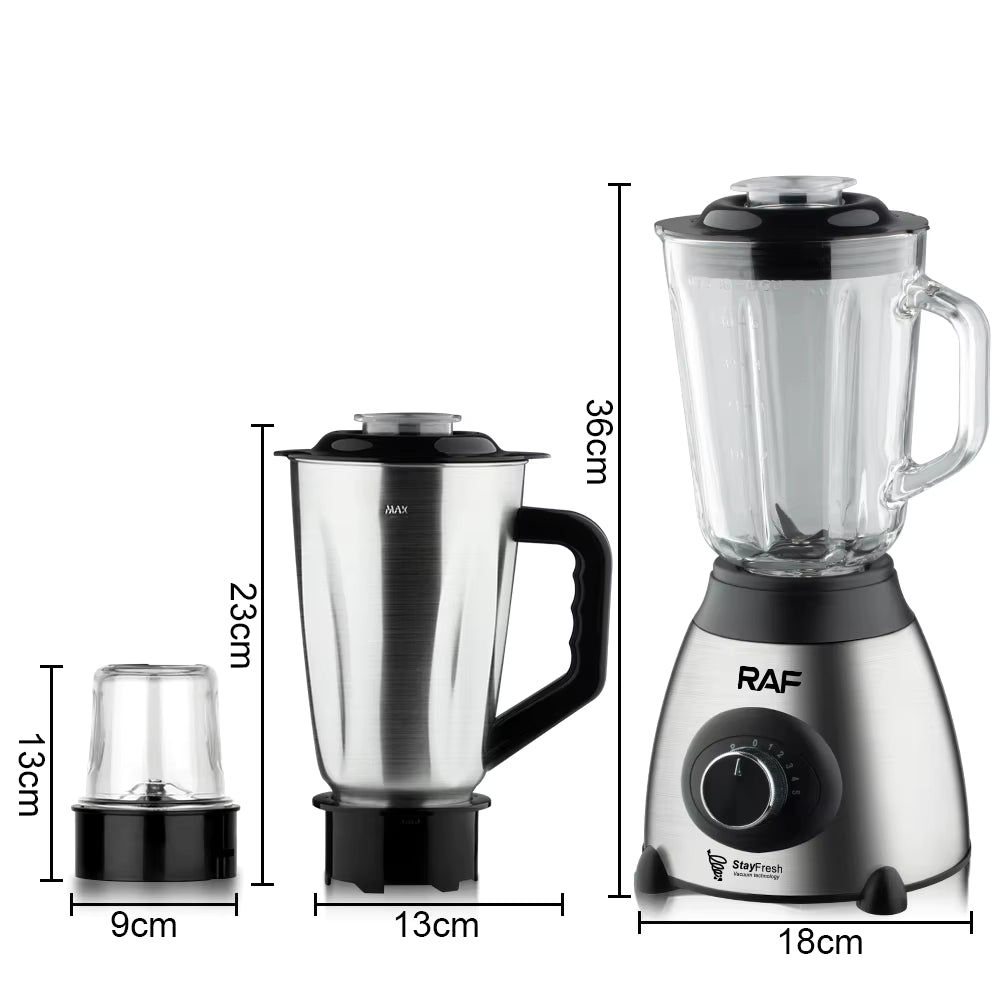 Blender inox&sticla 3 in 1 RAF R.2871, 1000W, 1.5L, 8 lame