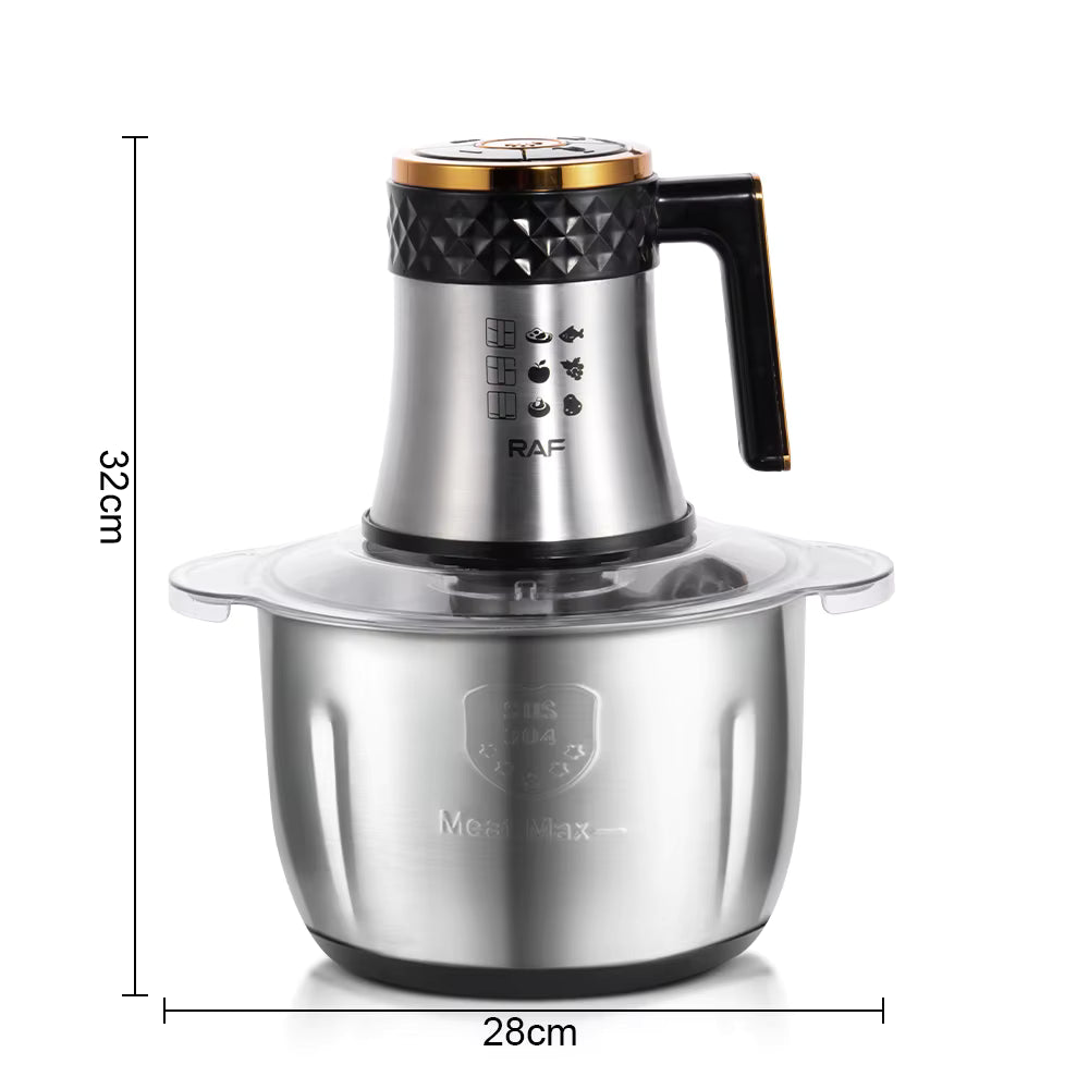 Robot Tocător Electric RAF, inox&sticla, 2000W, 3L, 7 accesorii