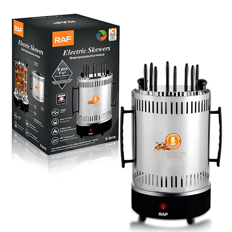 Gratar vertical pentru frigariu RAF, 1200w, 8 accesorii
