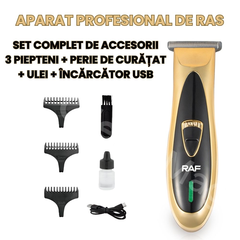 Aparat de tuns wireless, Lame din oțel inoxidabil, 3 setări de tăiere, Încărcare USB, Design ergonomic, Dimensiuni compacte pentru utilizare zilnică